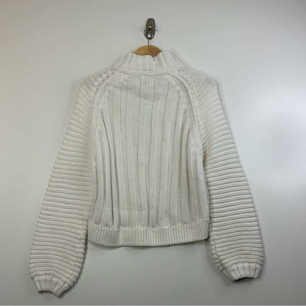 Free People Sweetheart Sweater Off White. Size XS. Mock Neck Ballon Sleeves. - Picture 2 of 7